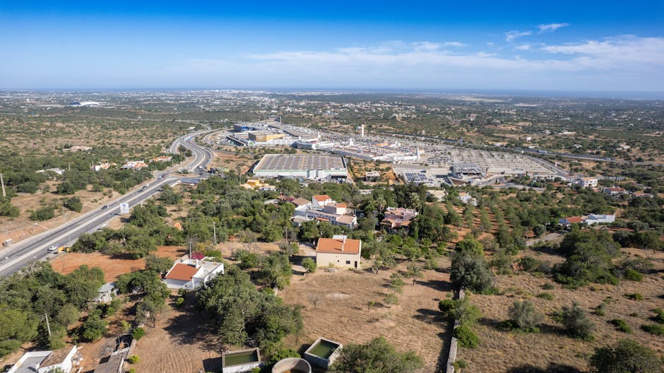 Scenic aerial view of Matosinhos, Portugal showcasing roads, buildings, and natural surroundings.
